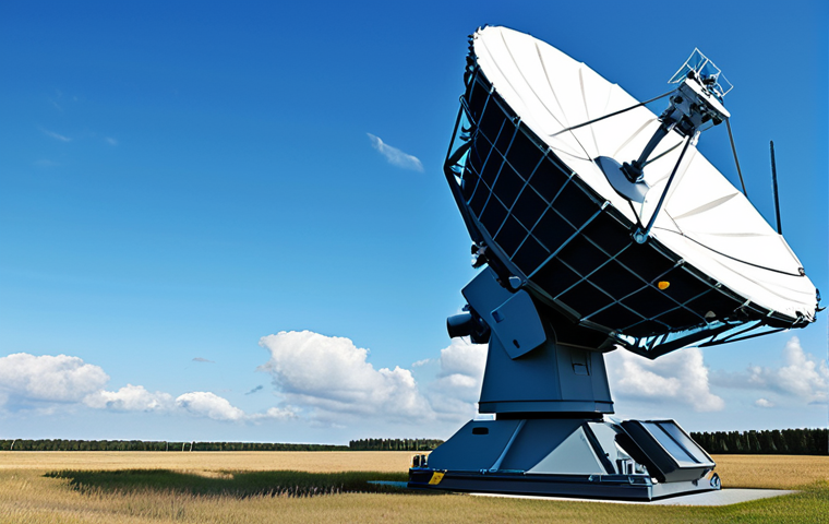 공군의 대공 방어 전략 - **
A modern air defense radar system scanning the sky. The scene includes a clear blue sky with a f...