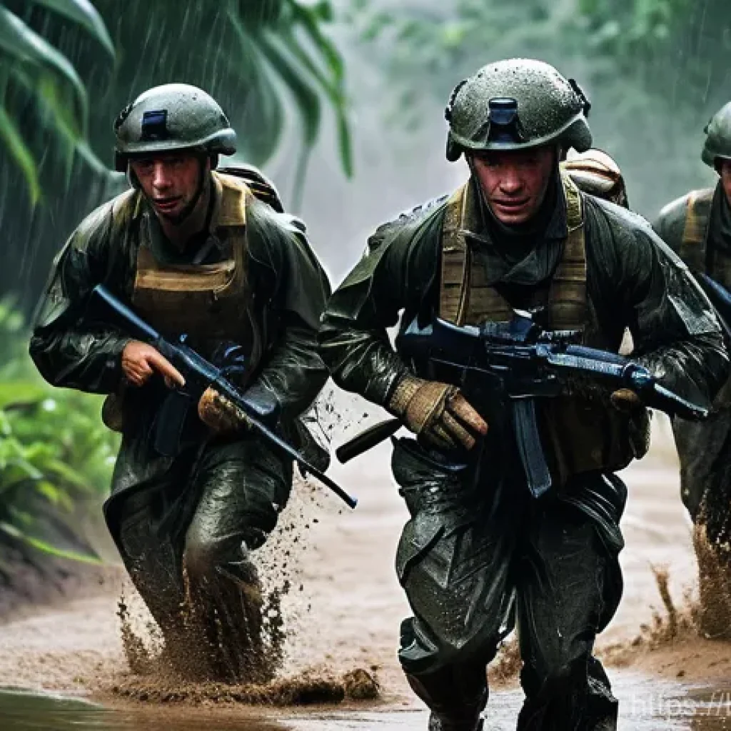 공군의 공군 특수부대 훈련 과정 - **Image Prompt 1: Unyielding Endurance in a Tempest**
"A group of highly determined special forc...