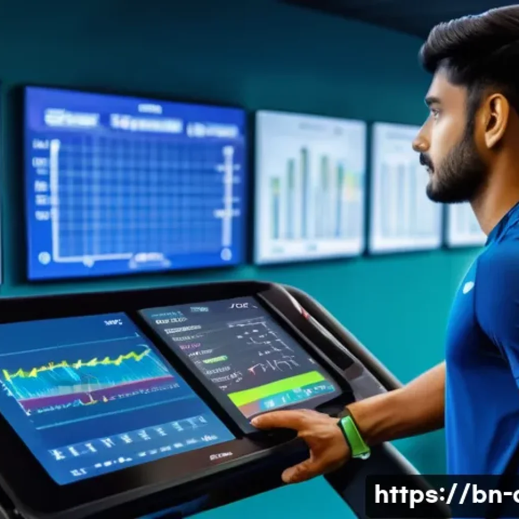 공군의 공군병 체력 평가 - A detailed scene of a modern fitness assessment center in Bangladesh, featuring a young Bengali man ...