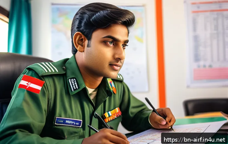 공군 조종사 훈련 프로그램 - A young Bengali male pilot trainee wearing a neat military uniform with a pilot badge, studying flig...