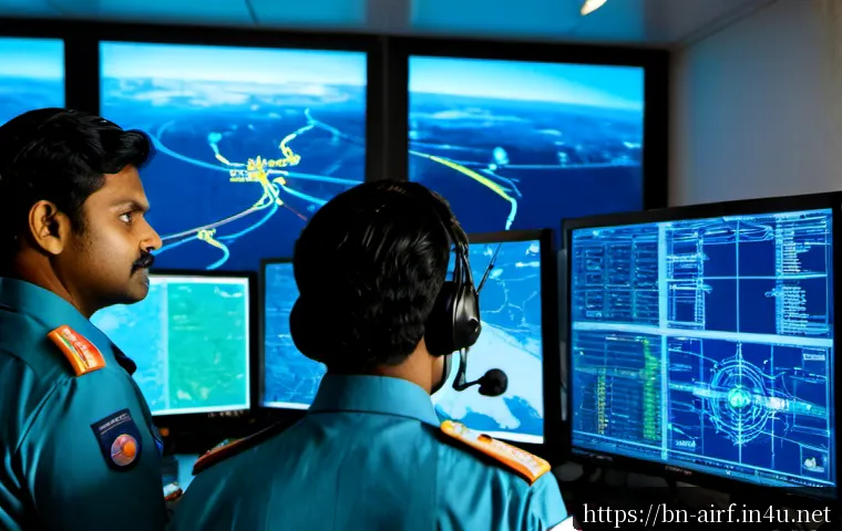 공군의 사이버전 대응 전략 - Photorealistic Bangladesh Air Force cyber defense operations center, diverse Bengali air force analy...