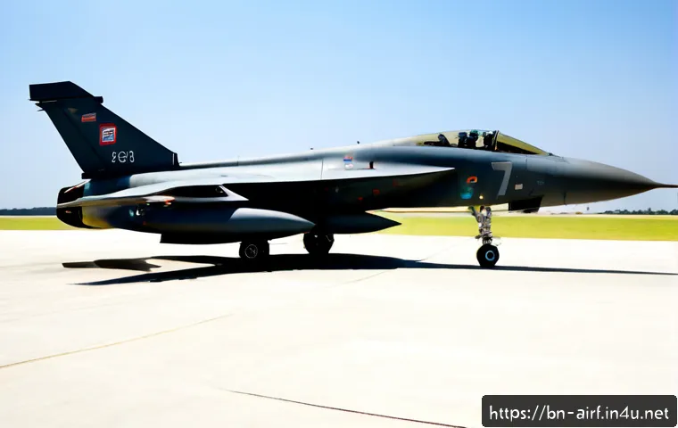 공군 전투기 가격 - Photorealistic modern fighter jet parked on a sunlit airbase runway, full side profile with landing ...